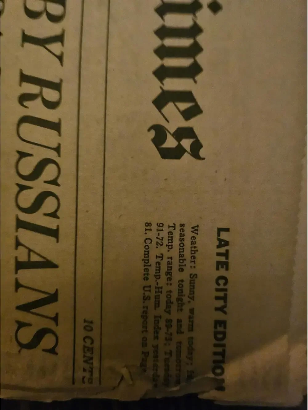 The New York Times , August 21, 1968 - Russia invades Czechoslovakia